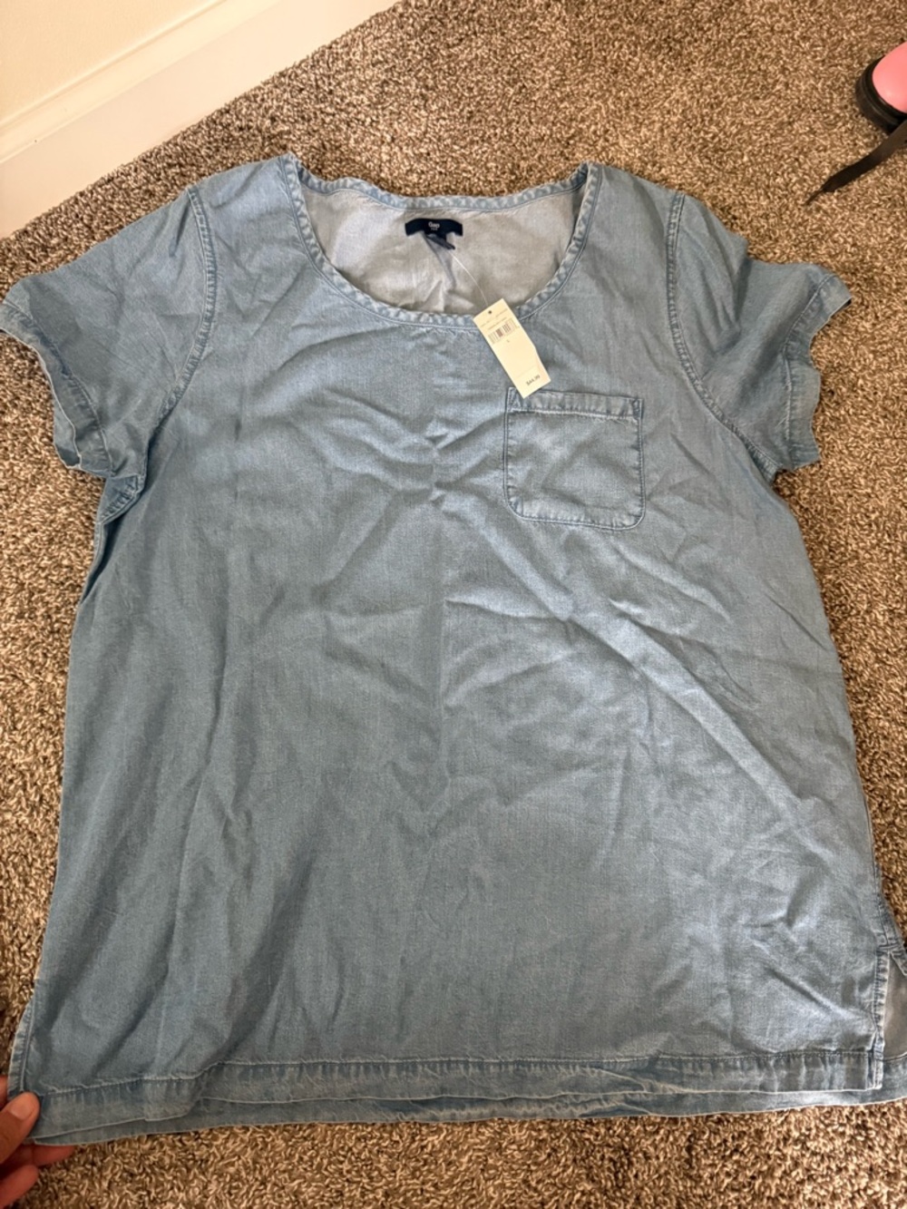 GAP Light Blue Short Sleeve Chambray Top
